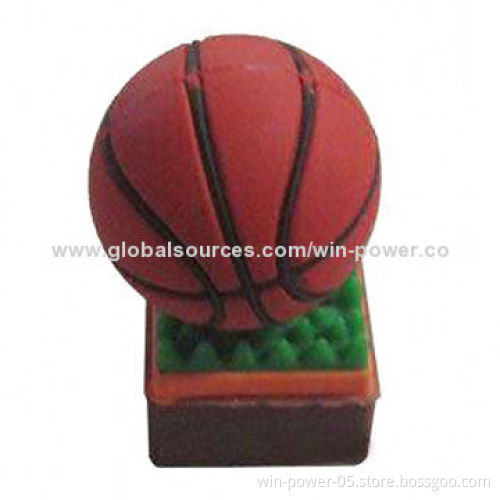 Basketball Flash Drive, Made of Silicone or PVC, Customized Logos and Colors Welcomed